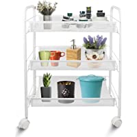 Leogreen - Carros De Almacenamiento- Muebles De Almacenamiento- 3 grada- 77 x 48 x 27 cm- Blanco- Material: Hierro